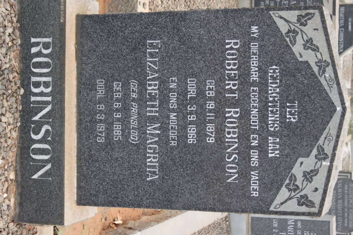 ROBINSON Robert 1879-1966 &amp; Elizabeth Magrita PRINSLOO 1885-1973