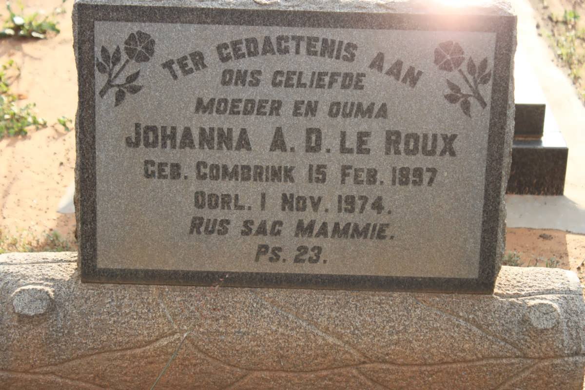 ROUX Johanna A.D., le nee COMBRINK 1897-1974