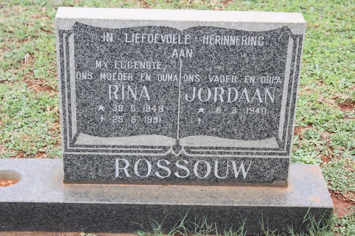 ROSSOUW Jordaan 1940- &amp; Rina 1948-1991