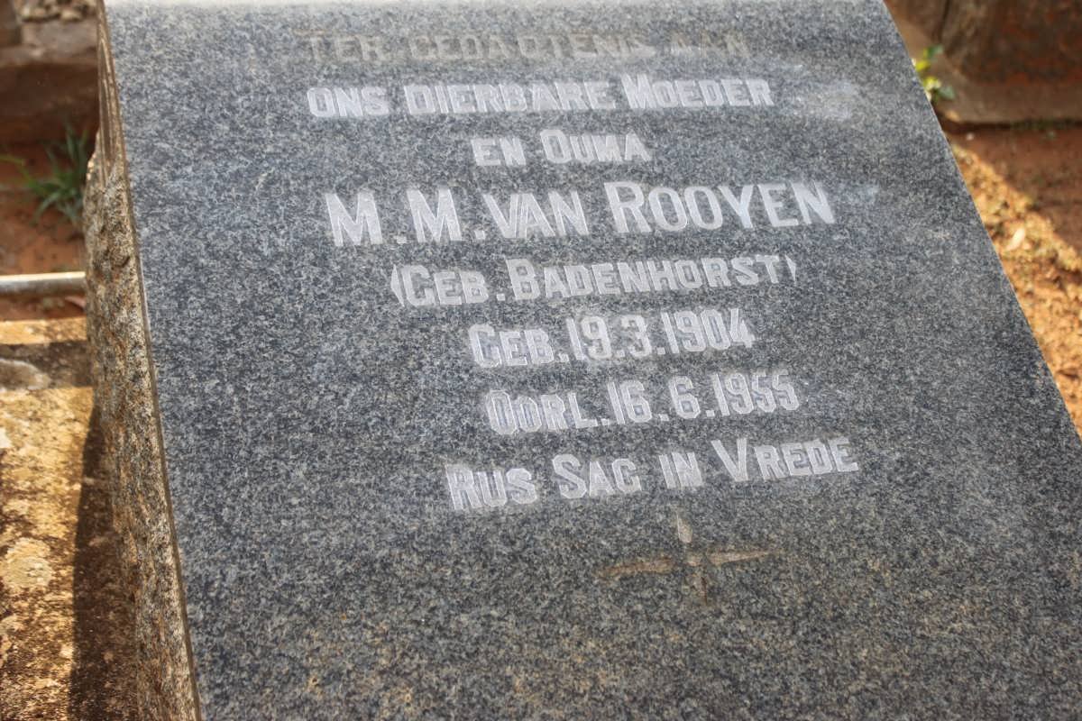 ROOYEN M.M., van nee BADENHORST 1904-1955