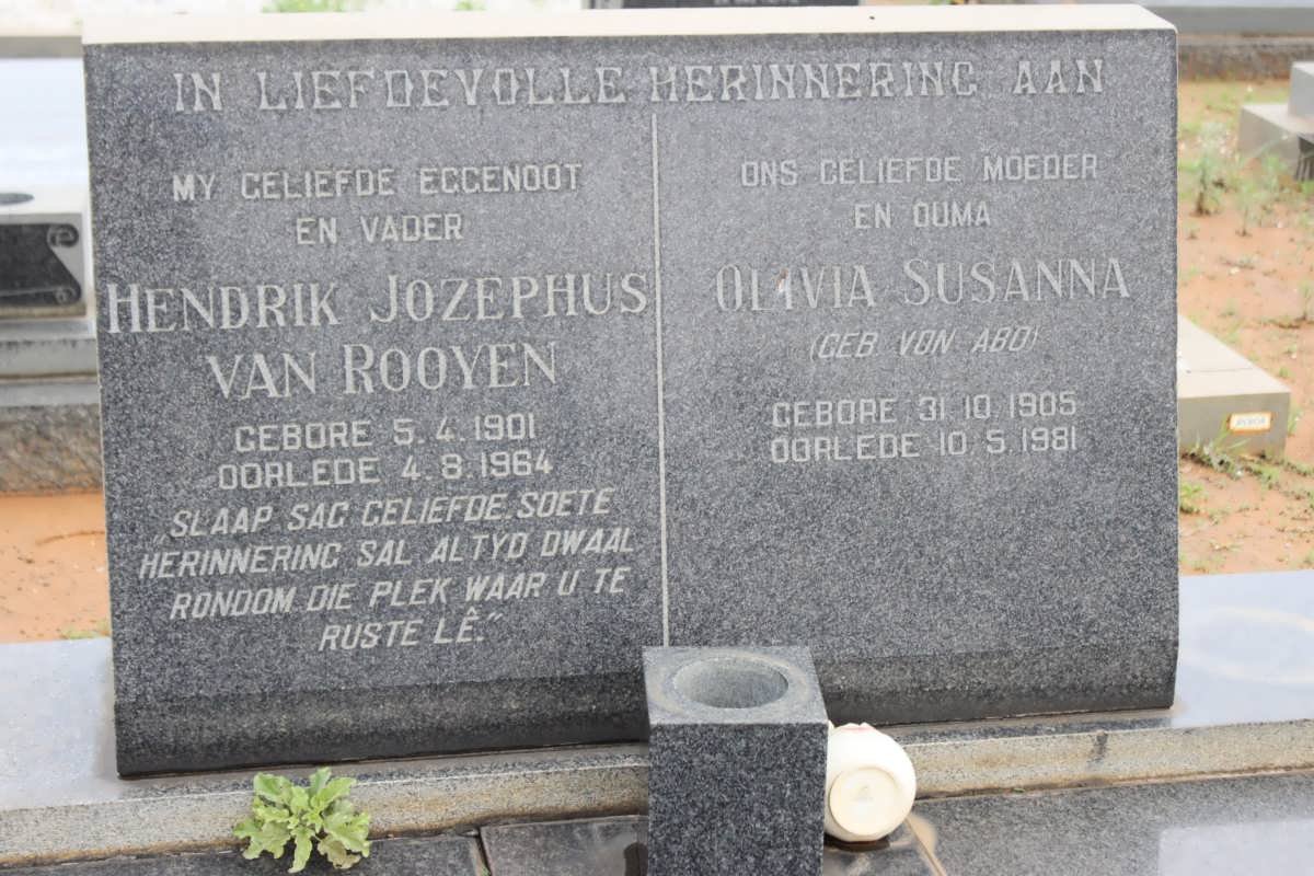 ROOYEN Hendrik Jozephus, van 1901-1964 &amp; Olivia Susanna VON ABO 1905-1981