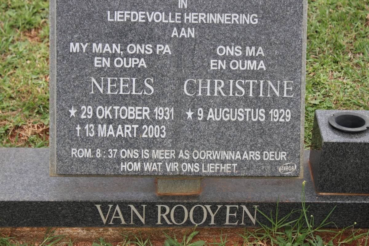ROOYEN Neels, van 1931-2003 &amp; Christine 1929-