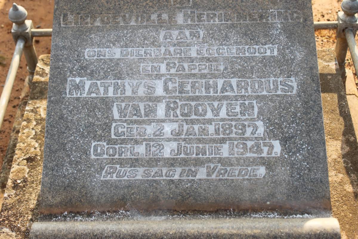 ROOYEN Mathys Gerhardus, van 1897-1947
