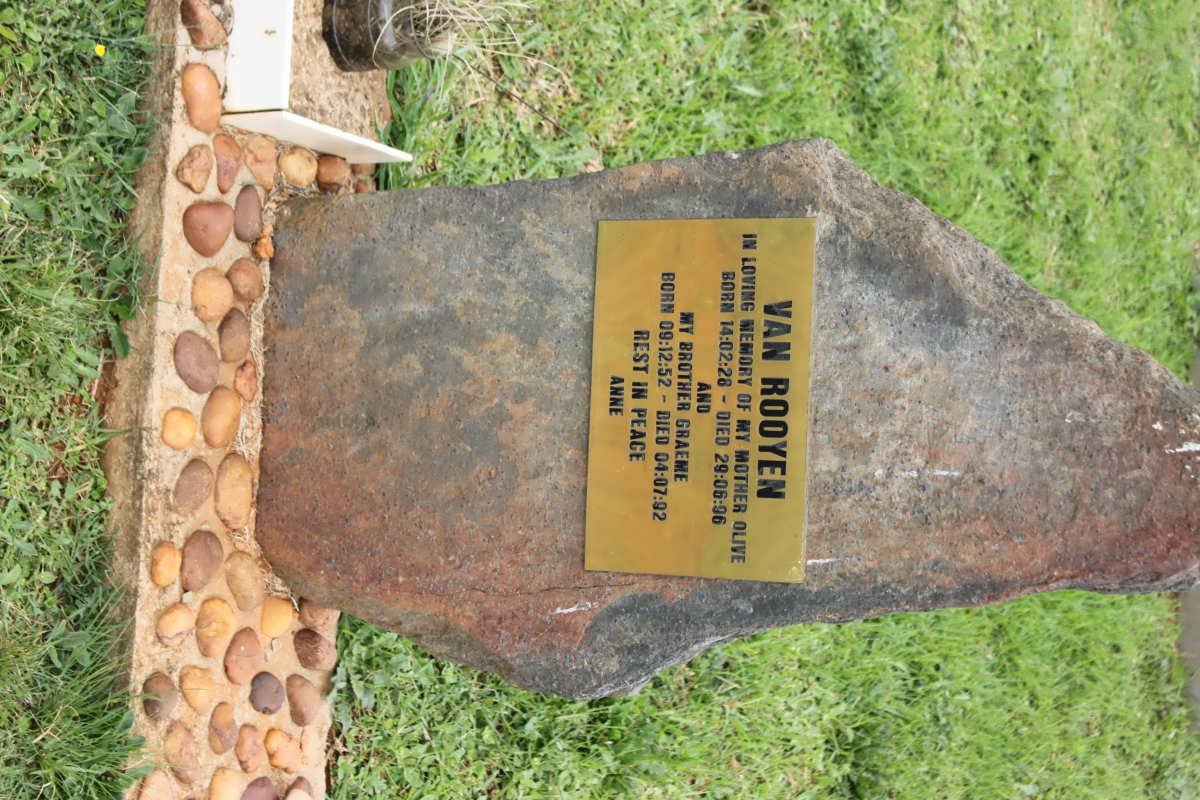 ROOYEN Olive, van 1928-1996 :: VAN ROOYEN Graeme 1952-1992