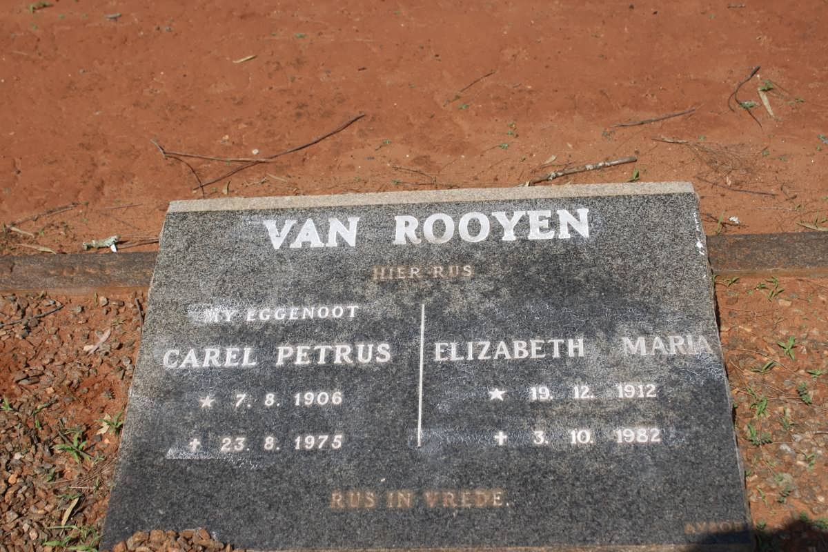 ROOYEN Carl Petrus, van 1906-1975 &amp; Elizabeth Maria 1912-1982