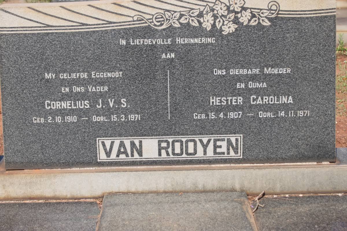 ROOYEN Cornelius J.V.S., van 1910-1971 &amp; Hester Carolina 1907-1971