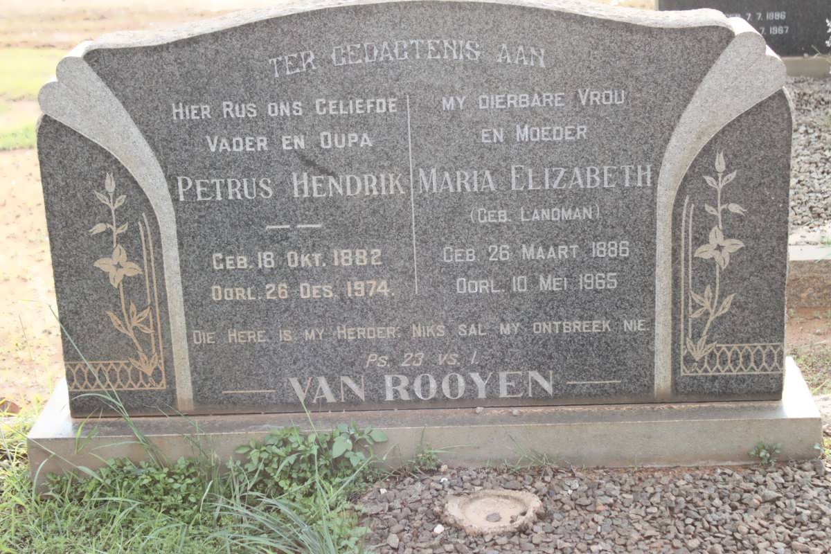 ROOYEN Petrus Hendrik, van 1882-1974 &amp; Maria Elizabeth LANDMAN 1886-1965