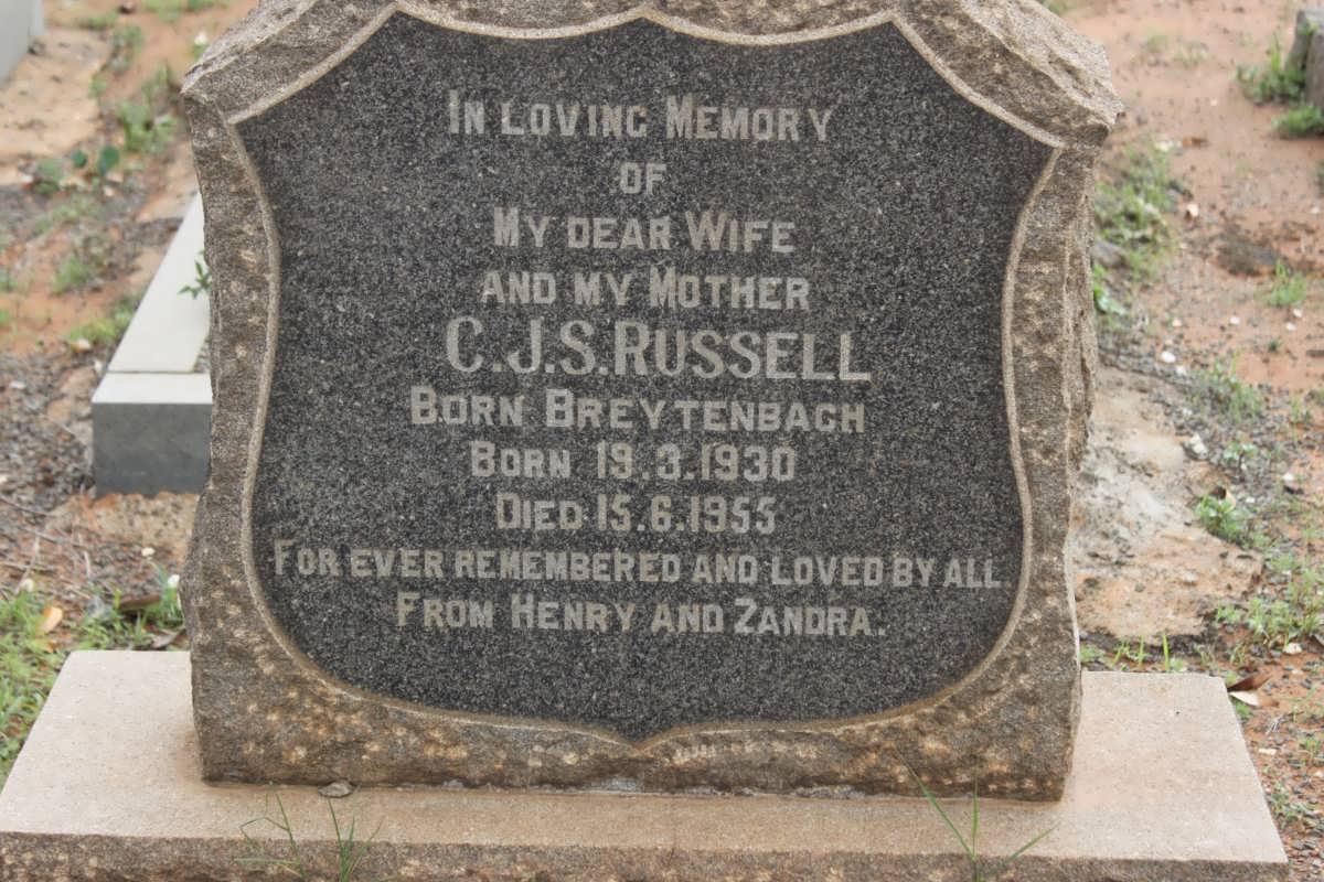 RUSSELL C.J.S. nee BREYTENBACH 1930-1955