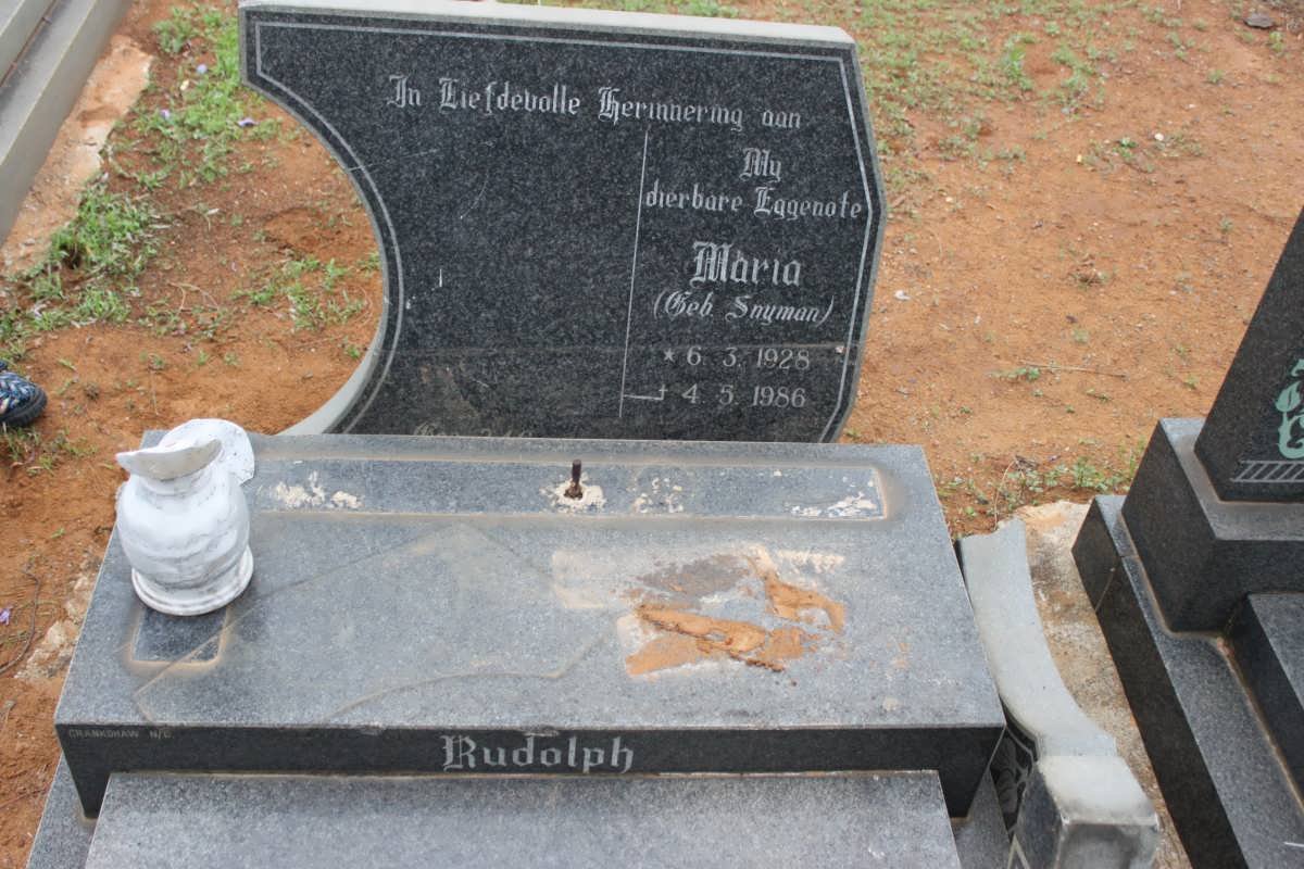 RUDOLPH Maria nee SNYMAN 1928-1986