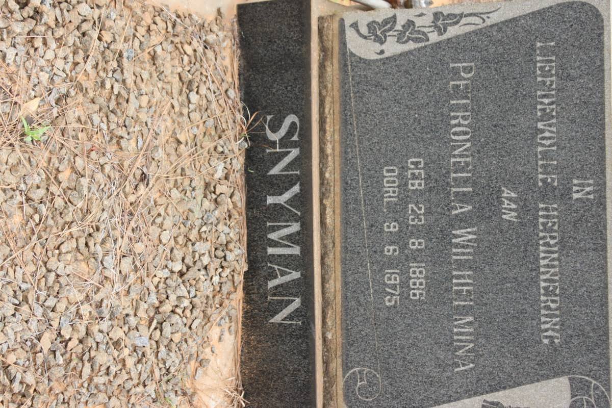 SNYMAN Petronella Wilhelmina 1886-1975