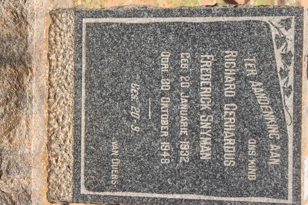 SNYMAN Richard Gerhardus Frederick 1932-1948