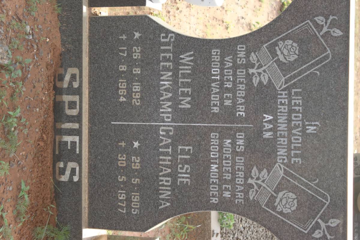 SPIES Willem Steenkamp 1892-1964 &amp; Elsie Catharina 1905-1977