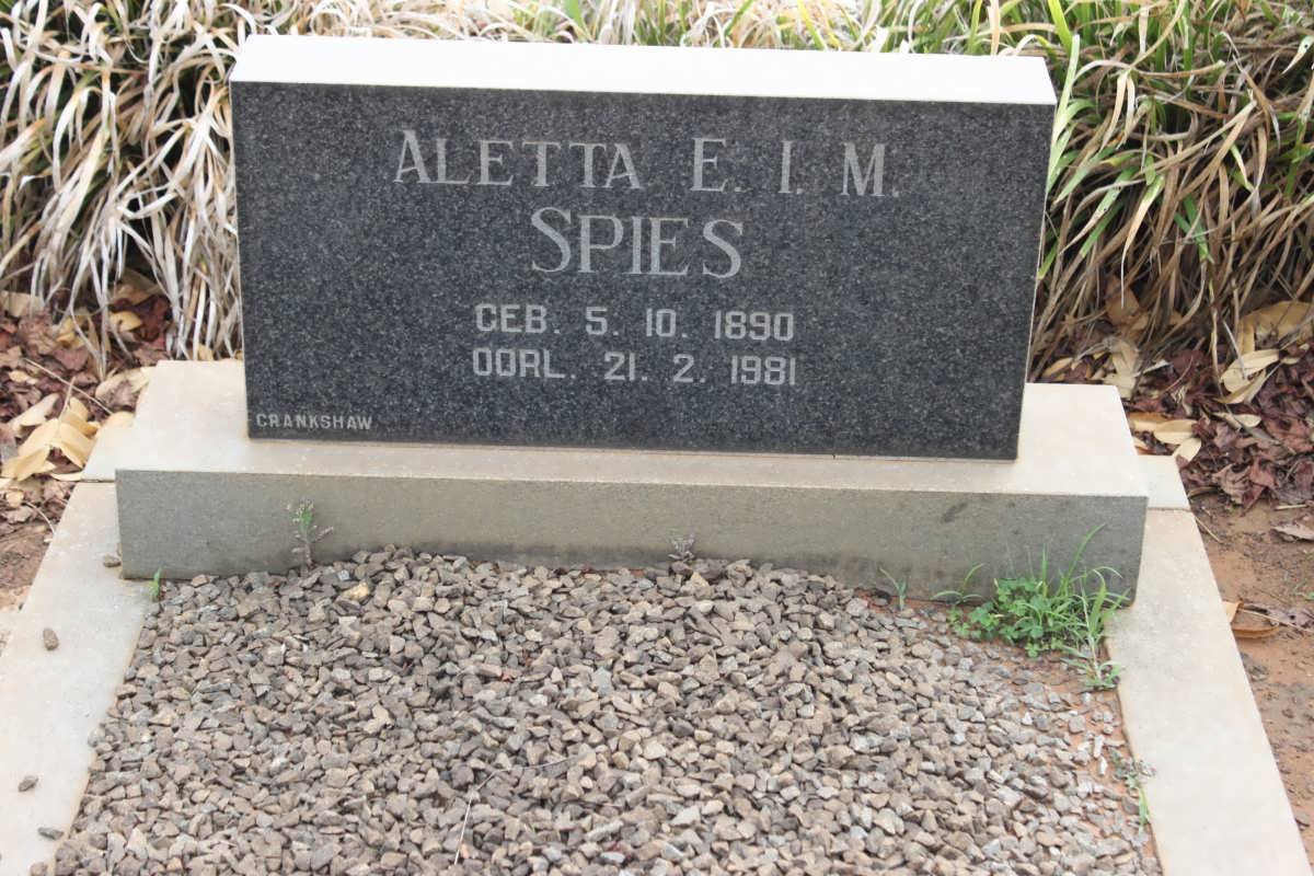 SPIES Aletta E.I.M. 1890-1985