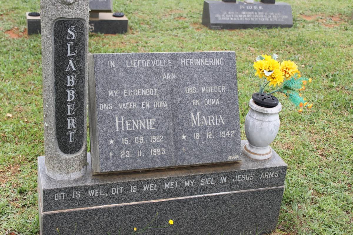 SLABBERT Hennie 1922-1993 &amp; Maria 1942-