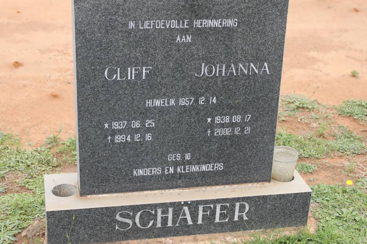 SCHAFER Cliff 1937-1994 &amp; Johanna 1938-2002