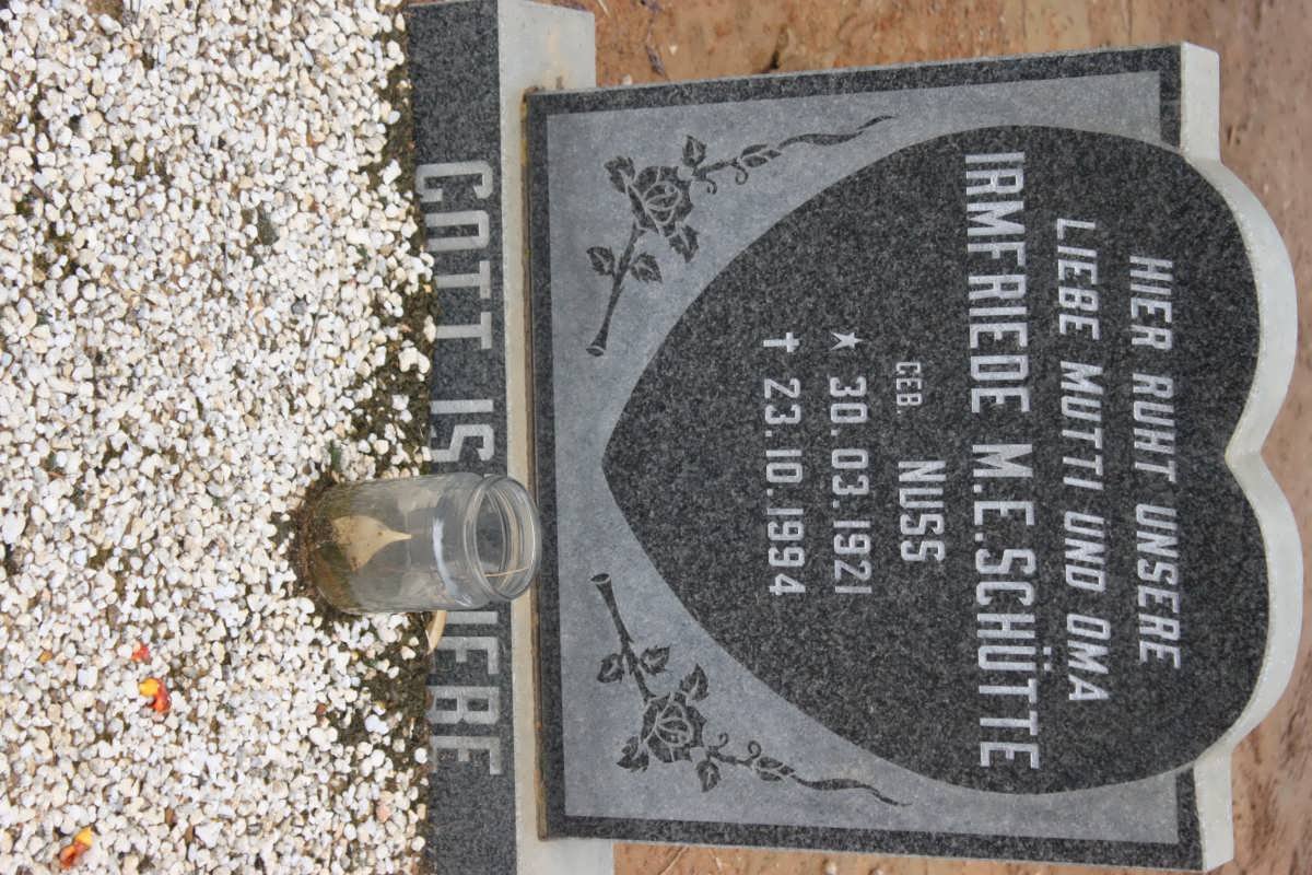 SCHUTTE Irmfriede M.E. nee NUSS 1921-1994