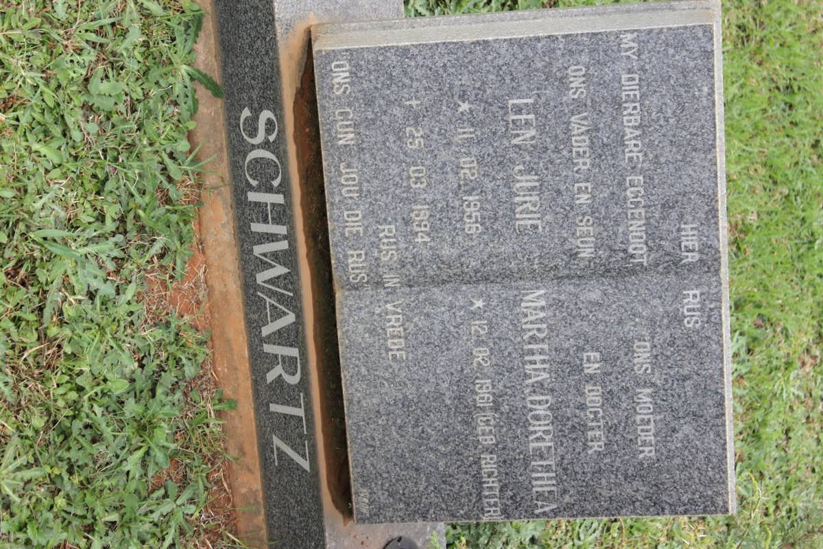 SCHWARTZ Len Jurie 1956-1994 &amp; Martha Dorothea RICHTER 1961-