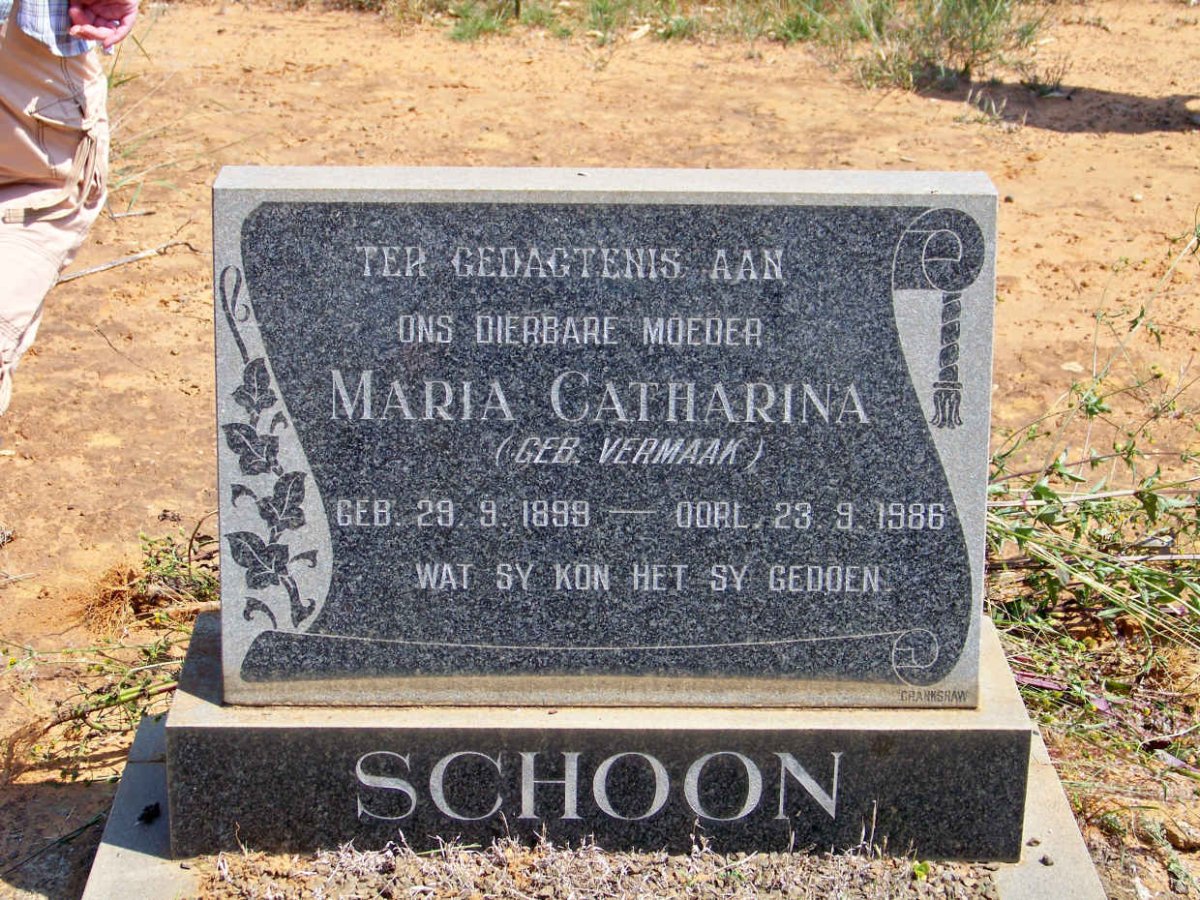 SCHOON Maria Catharina nee VERMAAK 1899-1986