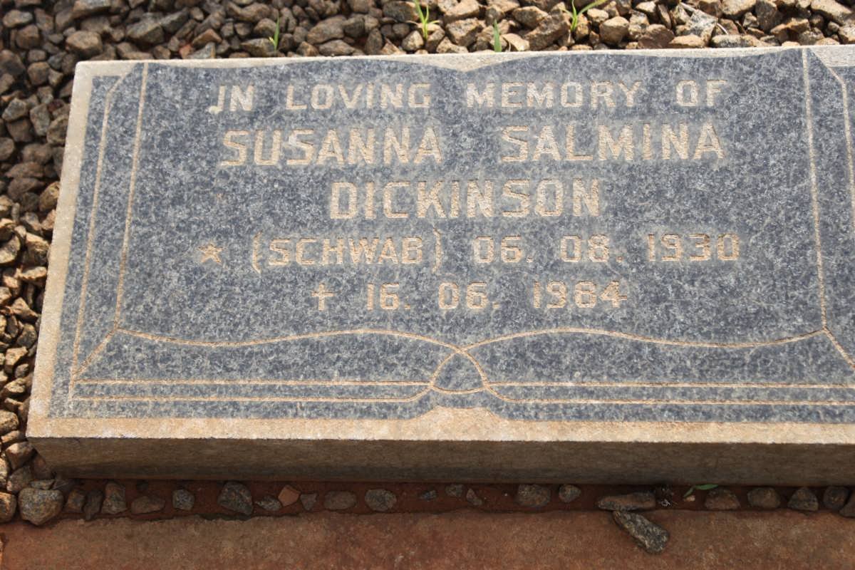 DICKINSON Susanna Salmina nee SCHWAB 1930-1984