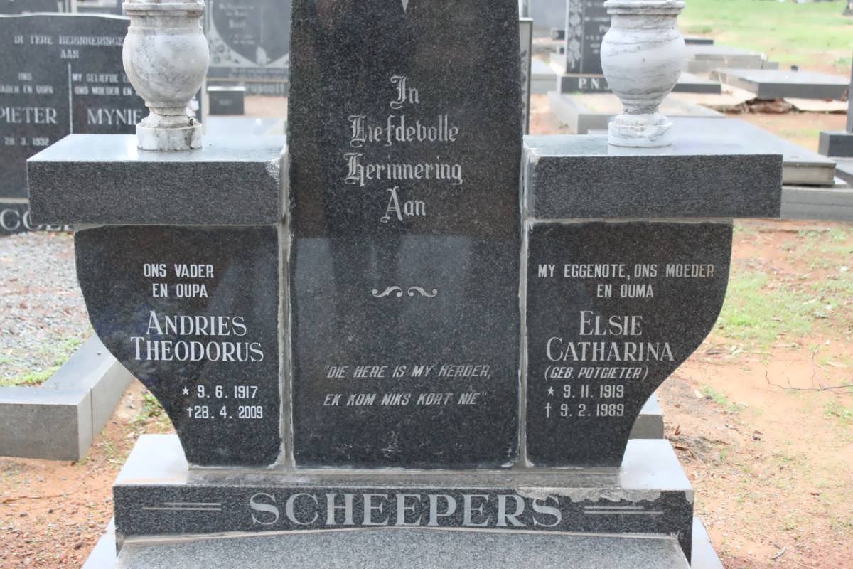 SCHEEPERS Andries Theodorus 1917-2009 &amp; Elsie Catharina POTGIETER 1919-1989
