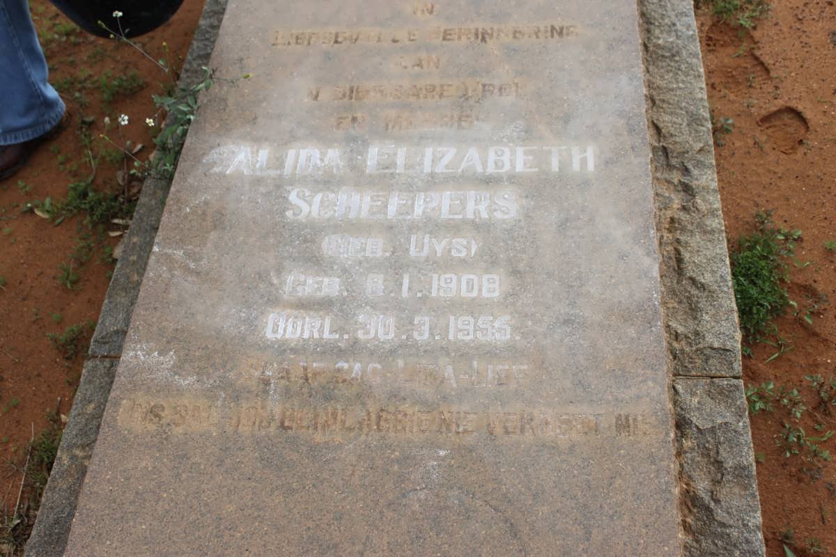 SCHEEPERS Alida Elizabeth nee UYS 1908-1955