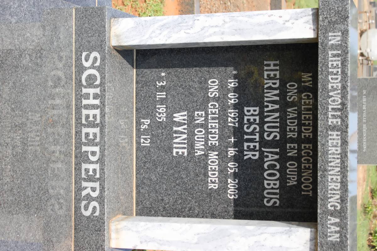 SCHEEPERS Hermanus Jacobus Bester 1927-2003 &amp; Wynie 1935-