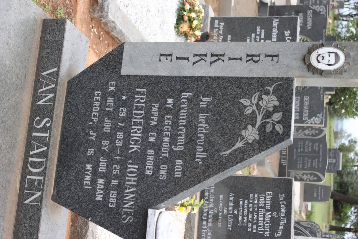 STADEN Frederick Johannes, van 1931-1983
