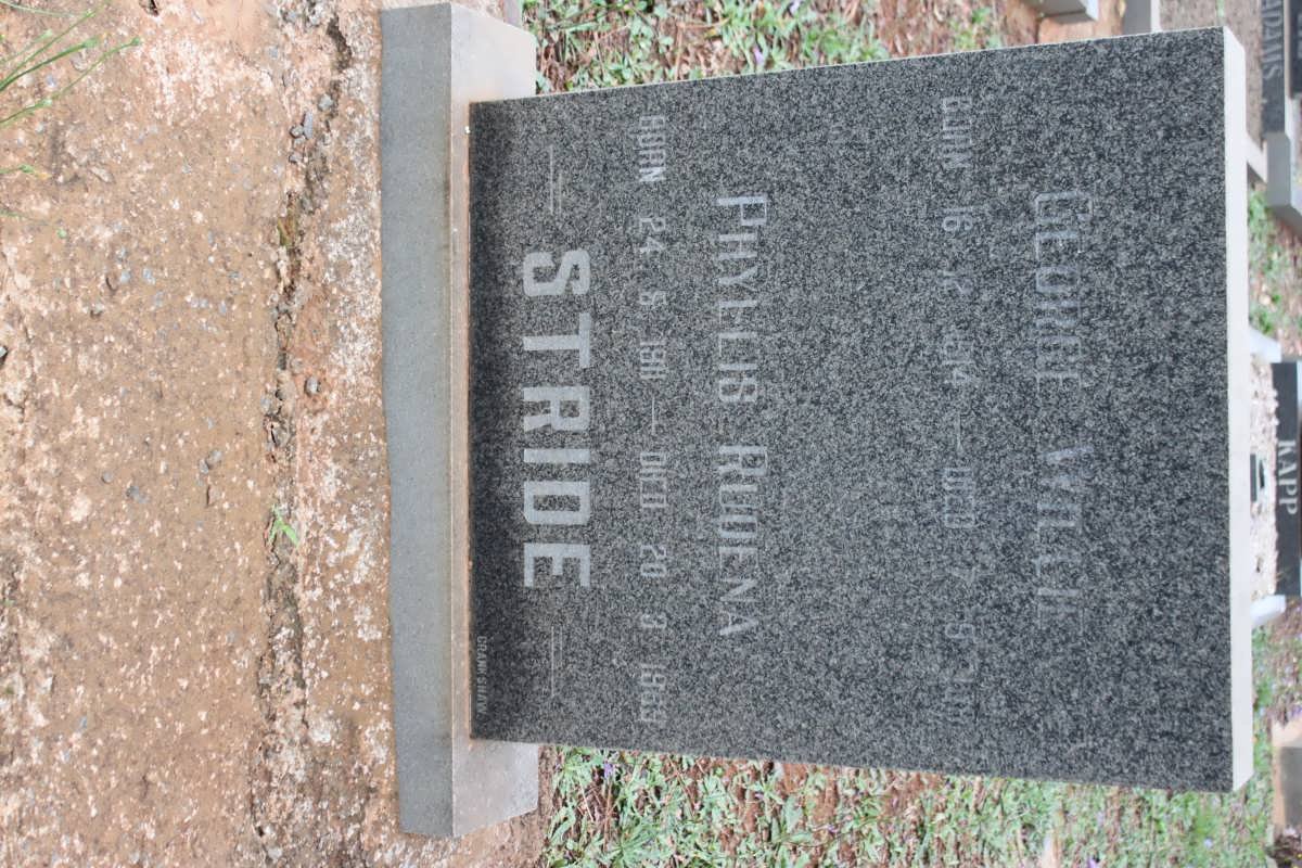 STRIDE George Willie 1914-1991 &amp; Phyllis Rudena 1911-1989