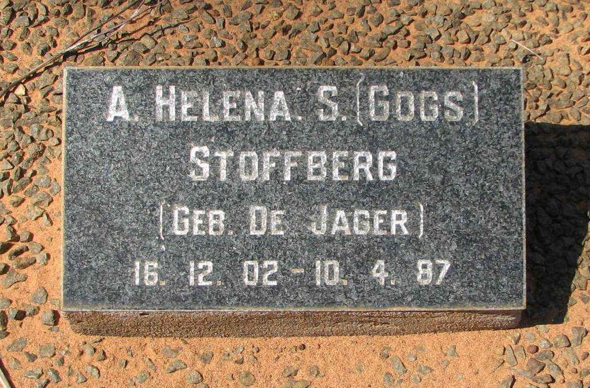 STOFFBERG A. Helena S., de nee DE JAGER 1902-1987