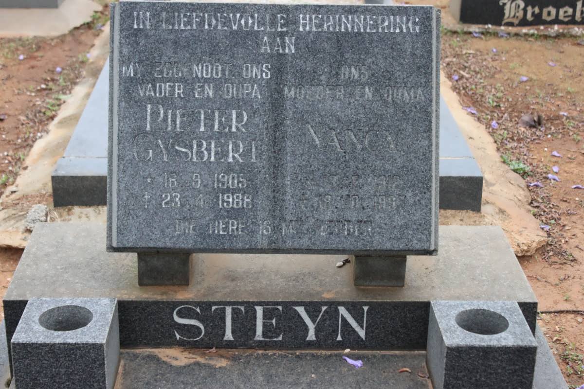 STEYN Pieter Gysbert 1905-1988 &amp; Nancy 19??-19??