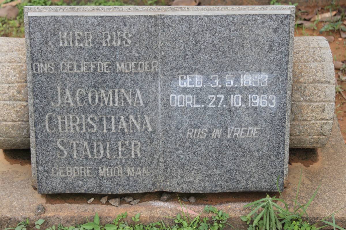 STADLER Jacomina Christiana nee MOOLMAN 1893-1963