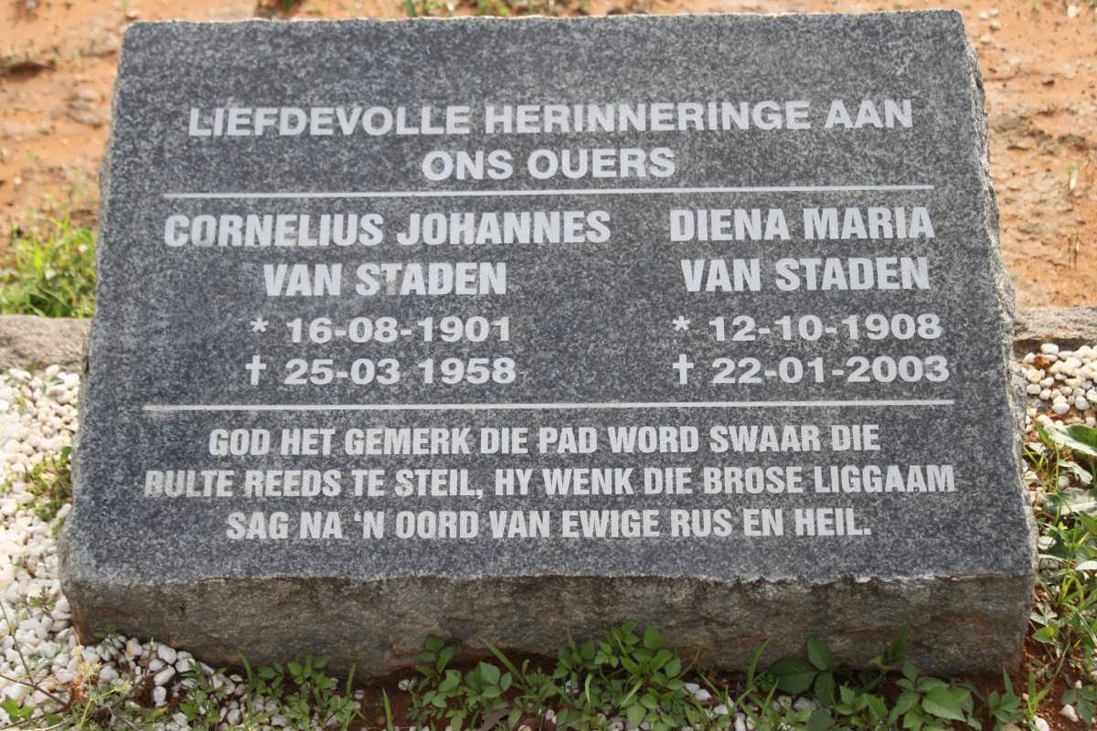 STADEN Cornelius Johannes, van 1901-1958 &amp; Diena Maria 1908-2003