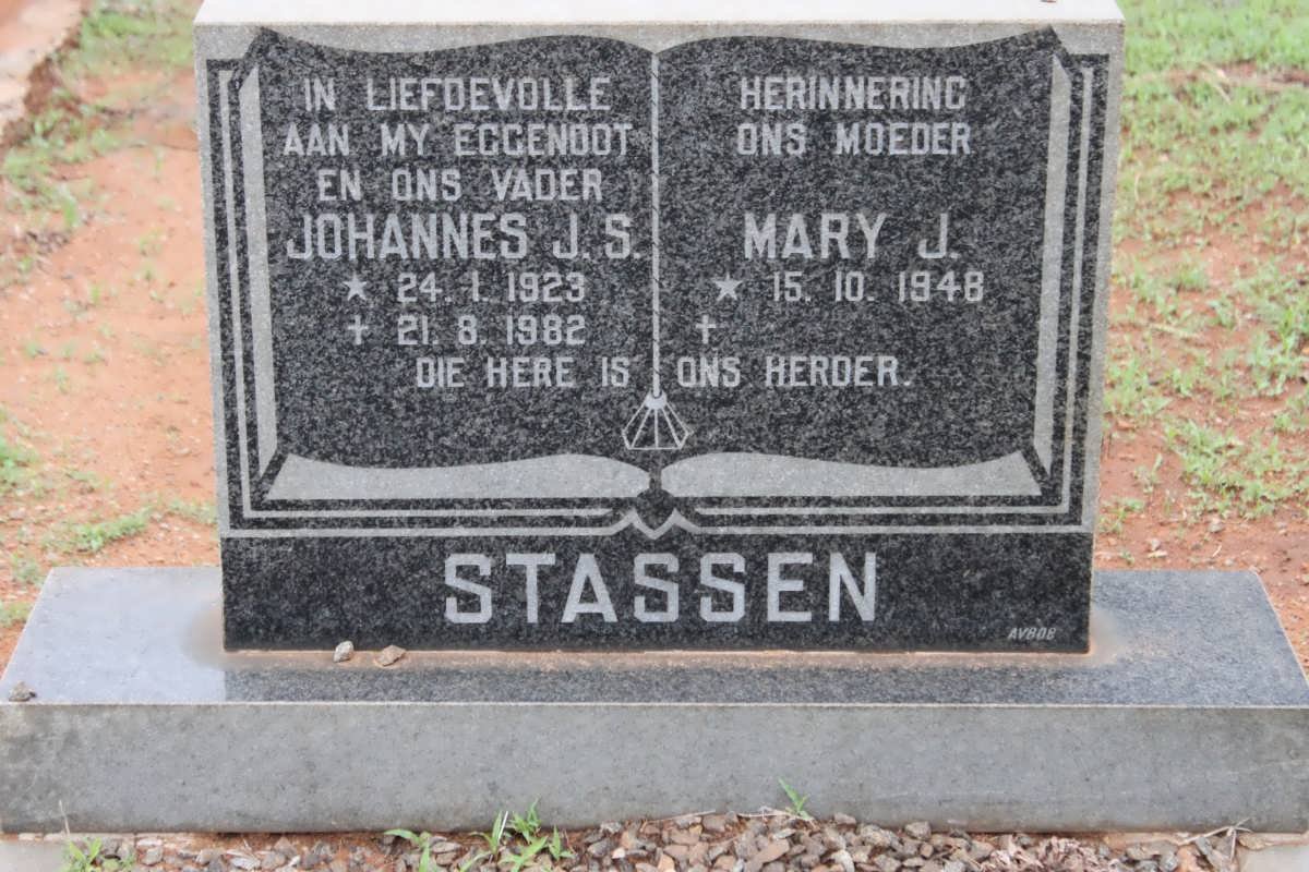 STASSEN Johannes J.S. 1923-1982 &amp; Mary J. 1948-
