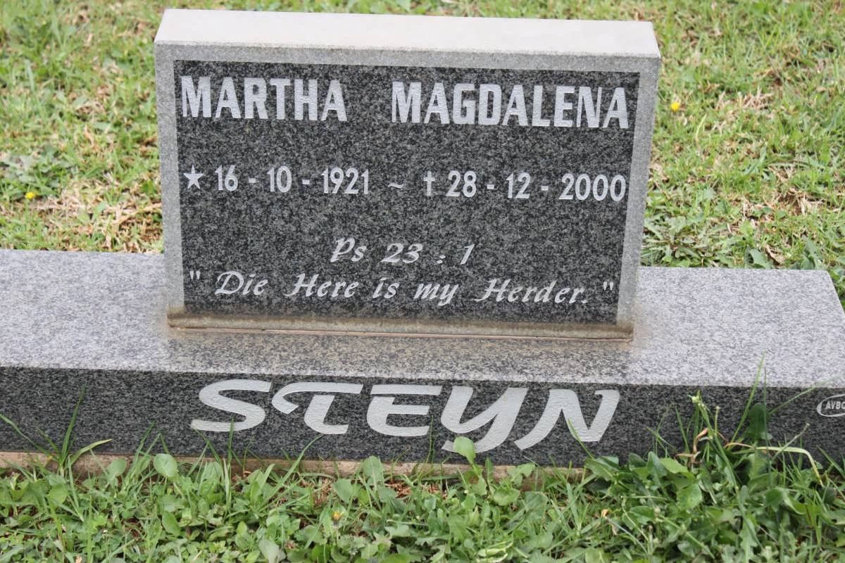 STEYN Martha Magdalena 1921-2000