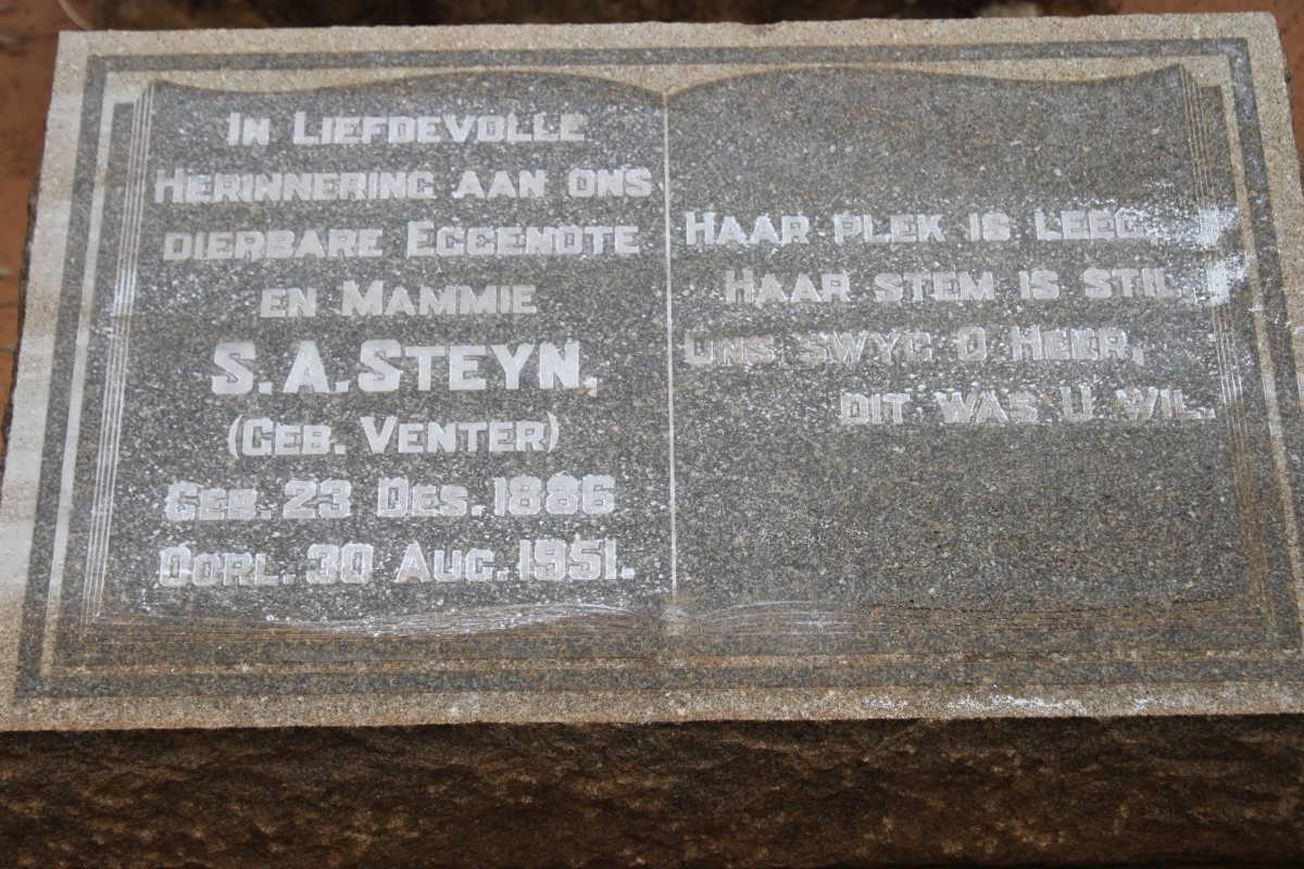 STEYN S.A. nee VENTER 1886-1951