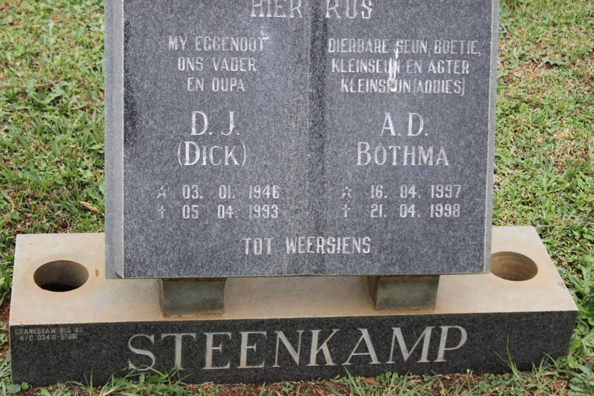 STEENKAMP D.J.1946-1993 :: STEENKAMP A.D.Bothma 1997-1998