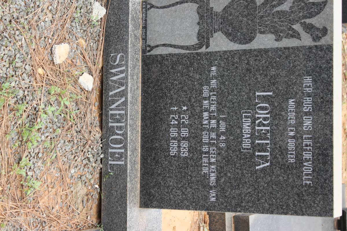 SWANEPOEL Loretta nee LOMBARD 1939-1995