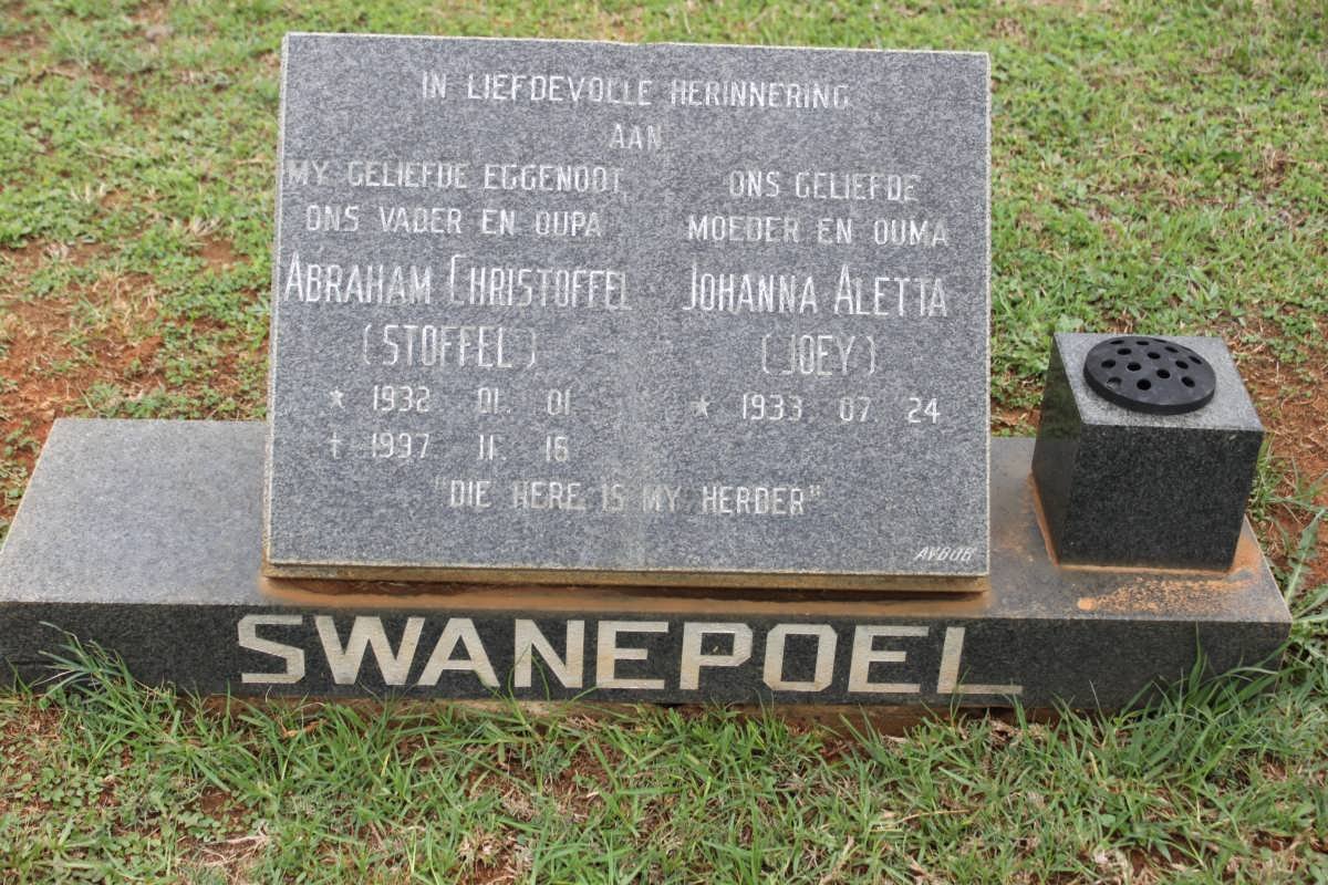 SWANEPOEL Abraham Christoffel 1932-1997 &amp; Johanna Aletta 1933-