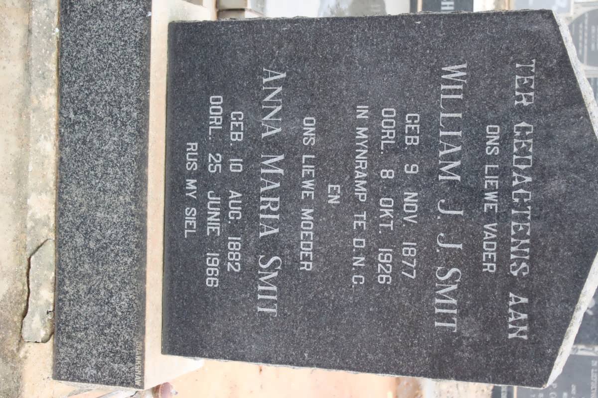SMIT William J.J. 1877-1926 &amp; Anna Maria 1882-1966