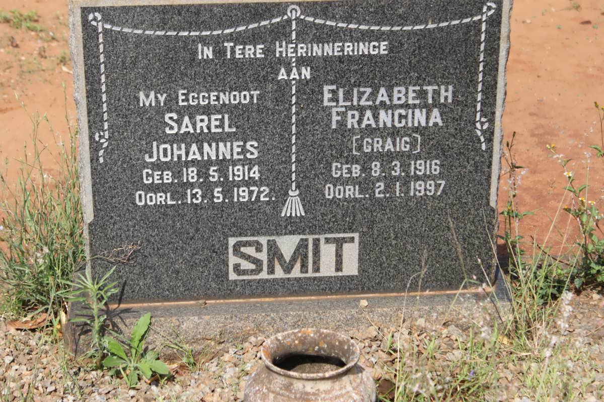 SMIT Sarel Johannes 1914-1972 &amp; Elizabeth Francina CRAIG 1916-1997