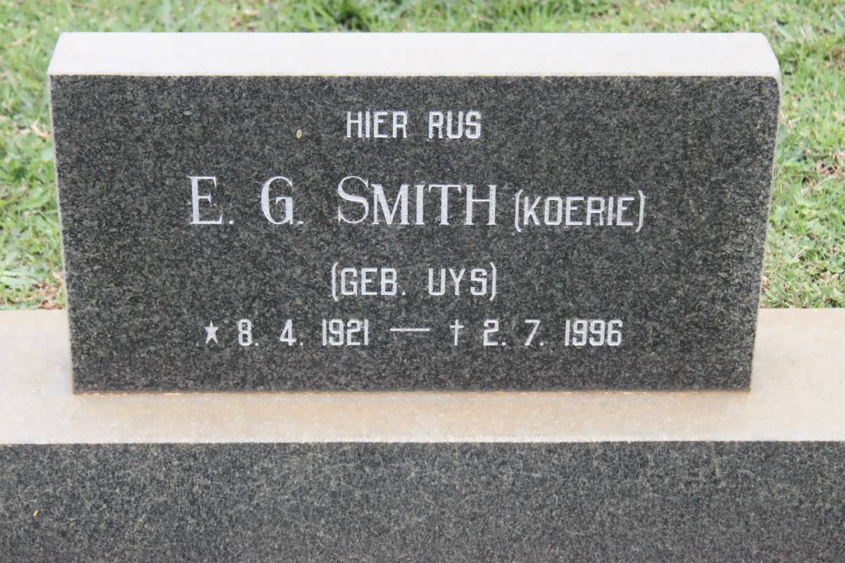 SMITH E.G. nee UYS 1921-1996