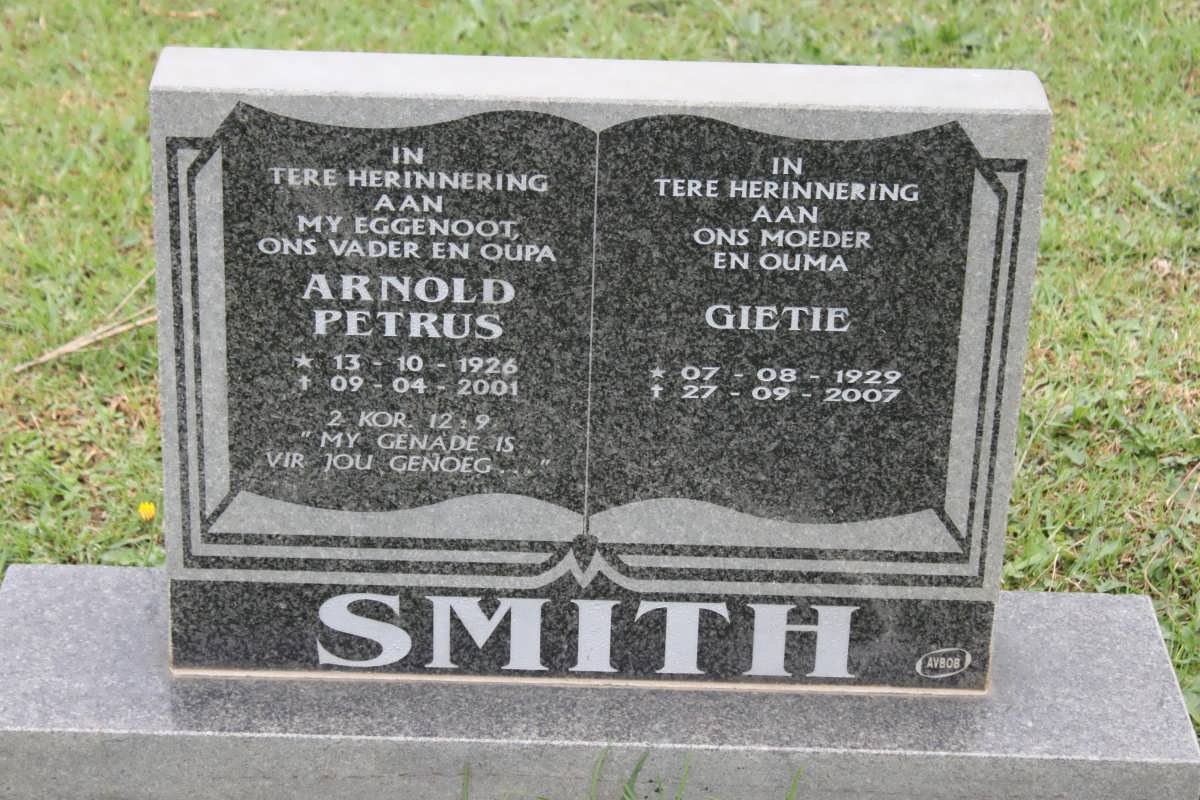 SMITH Arnold Petrus 1926-2001 &amp; Gietie 1929-2007