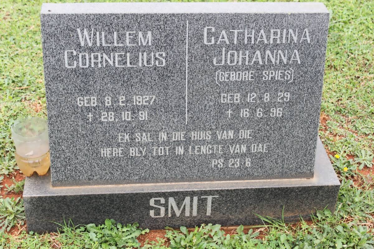 SMIT Willem Cornelius 1927-1991 &amp; Catharina Johanna SPIES 1929-1996