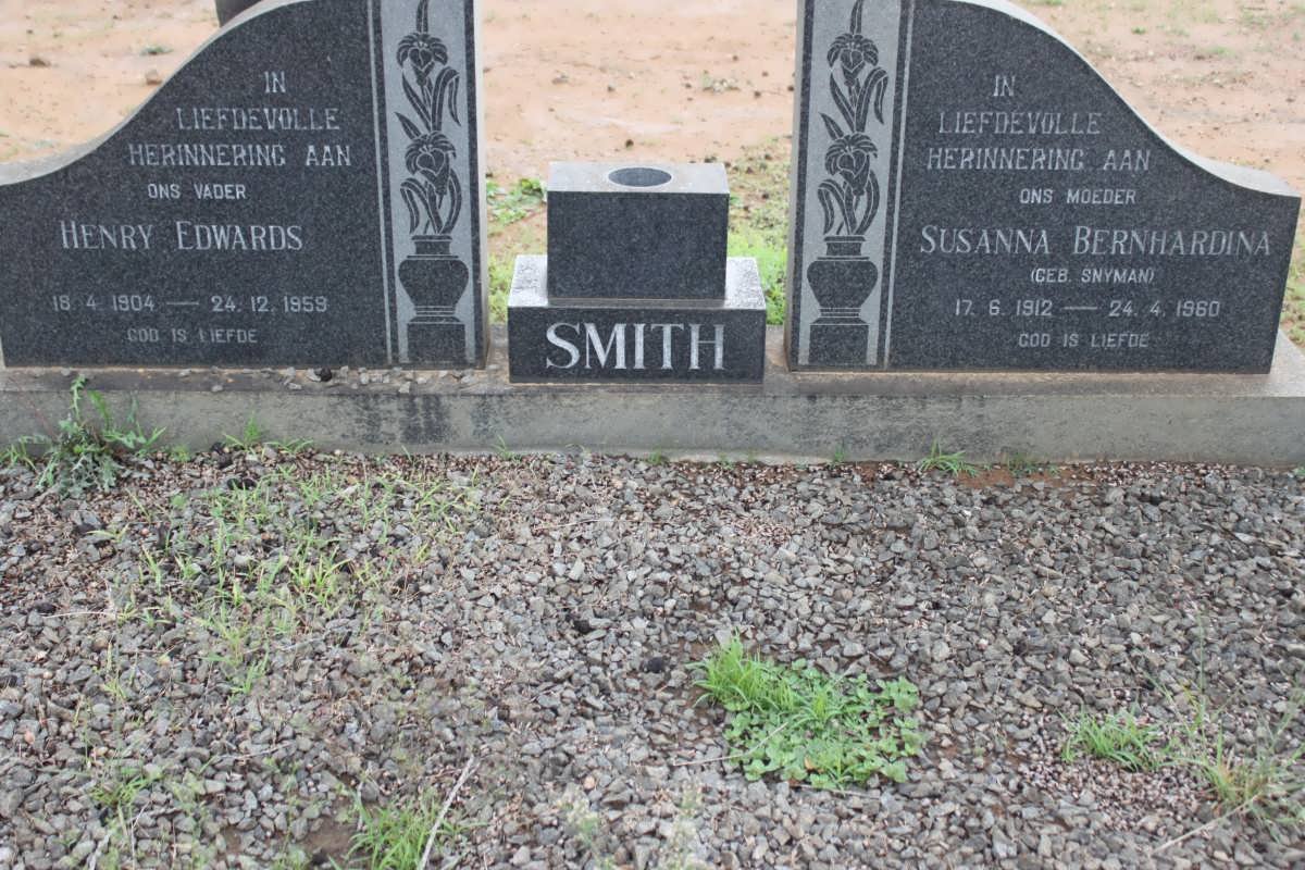 SMITH Henry Edwards 1904-1959 &amp; Susanna Bernhardina SNYMAN 1912-1960