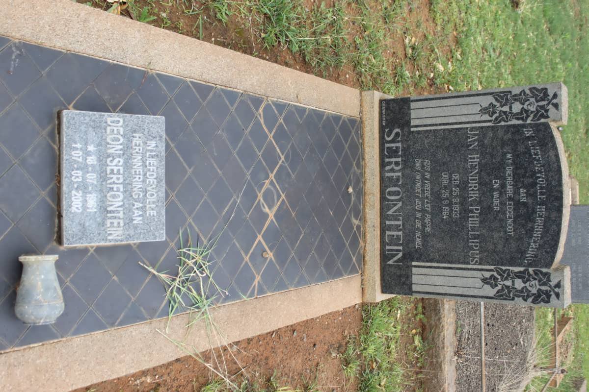SERFONTEIN Jan Hendrik Phillipus 1933-1964  
