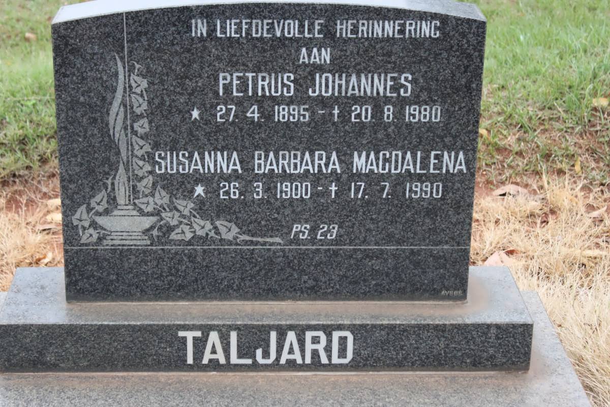 TALJARD Petrus Johannes 1895-1980 &amp; Susanna Barbara Magdalena 1900-1990