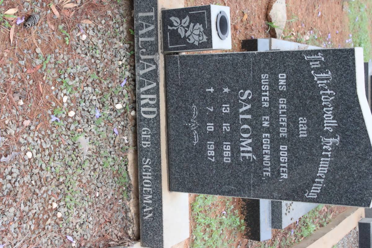 TALJAARD Salome nee SCHOEMAN 1960-1987