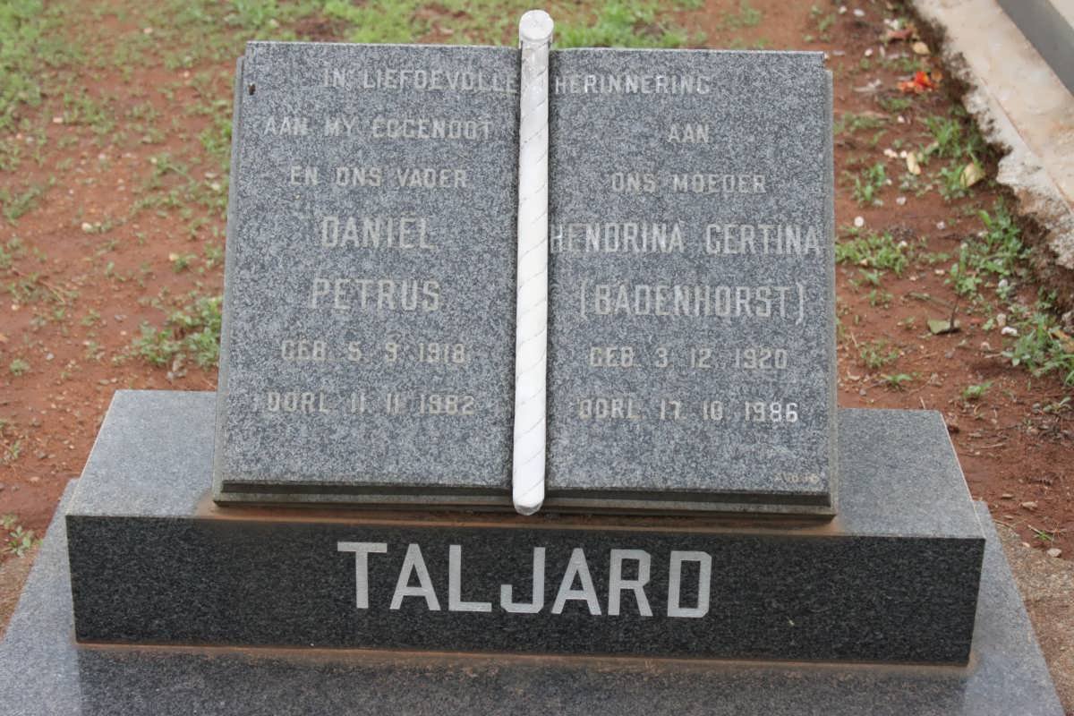 TALJARD Daniel Petrus 1918-1982 &amp; Hendrina Gertina BADENHORST 1920-1986