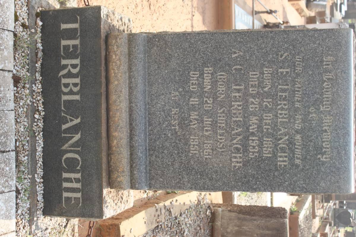 TERBLANCHE S.F. 1851-1935 &amp; A.C. SHIELDS 1861-1951