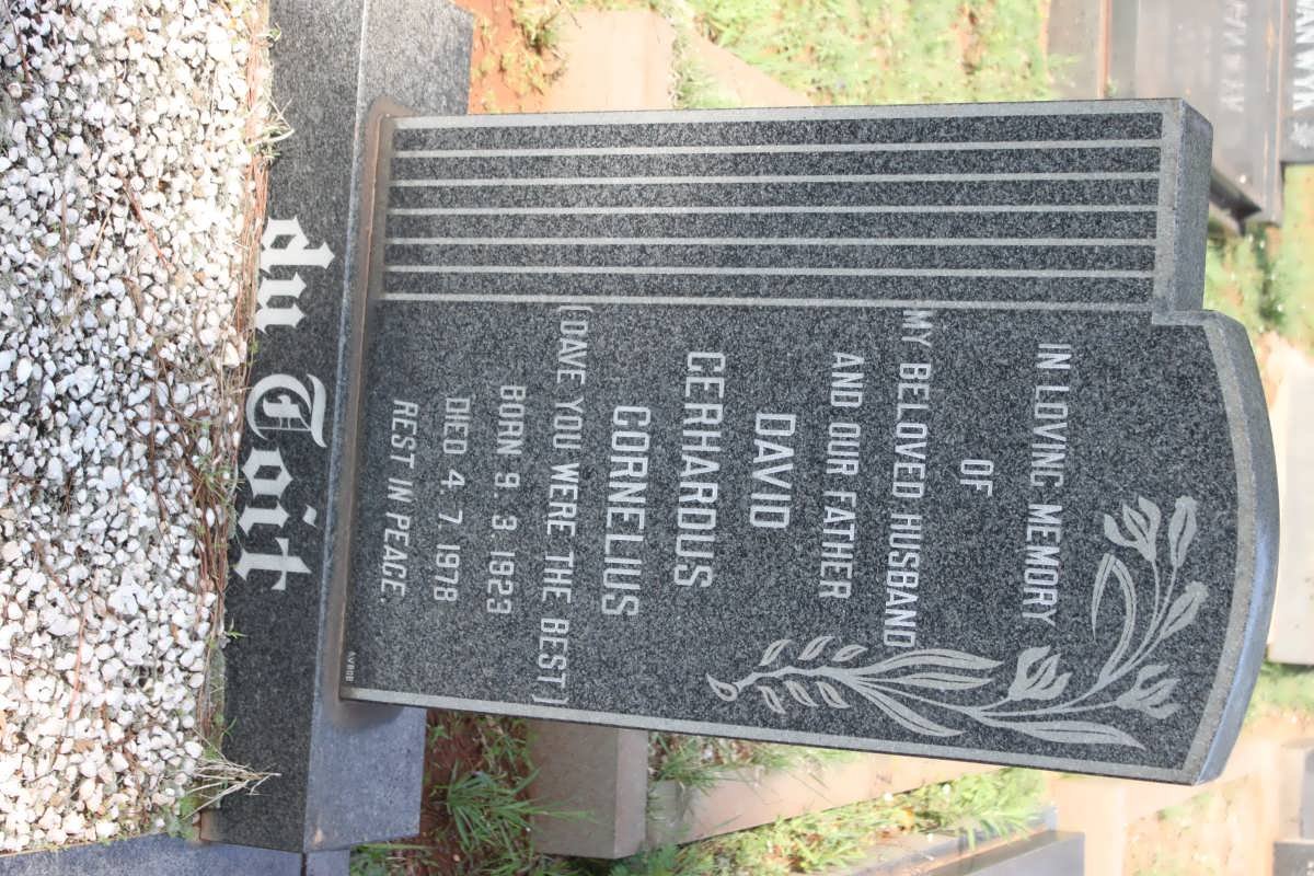 TOIT David Gerhardus Cornelius, du 1923-1978